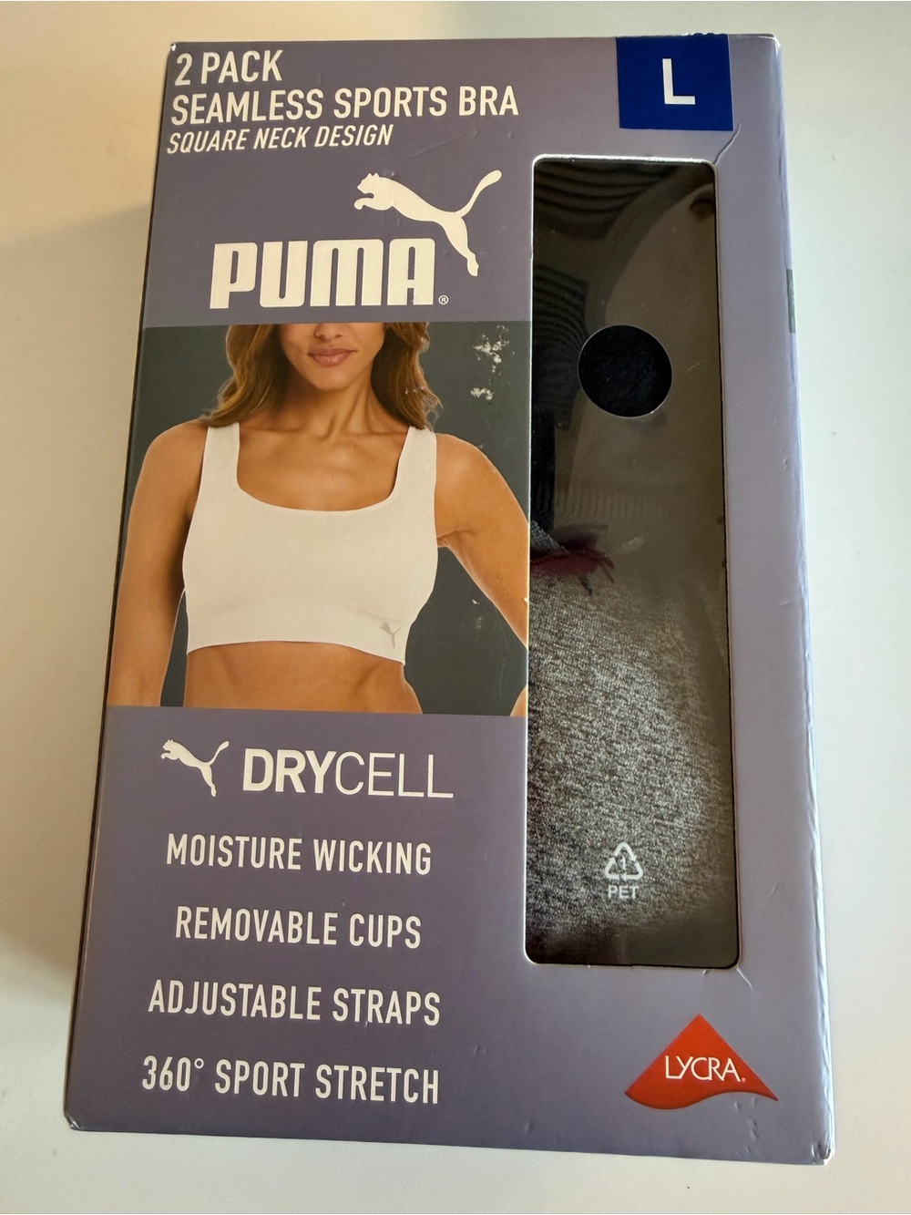 Puma Square Neck Sports Bra Pack - White